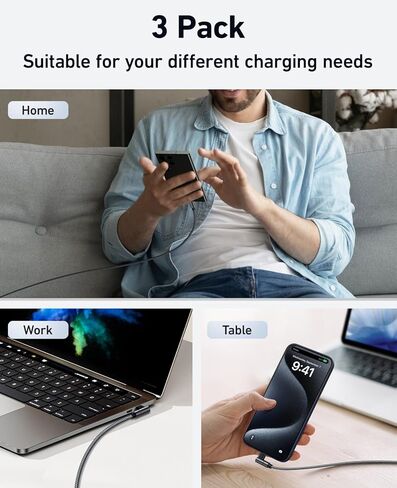 USB C to USB C Charger Cable 60W 3Pack 6FT Right Angle iPhone 15 Charger Cable Fast Type C Charging Cord for iPhone 15 Pro Max Samsung S23 Note 20 iPad Pro Air Mini MacBook Air in Kuwait