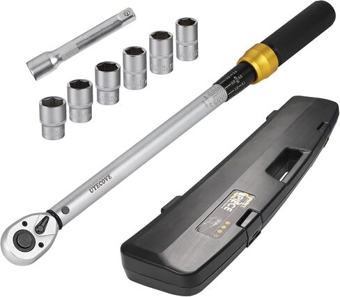 1/2-Inch Drive Click Torque Wrench 3 Pcs Set, 1/2 Torque Wrench 10-150FT-LB/13.6-203.4N.m, Torque Wrench 1/2 Drive with 1/2'' Extension Bar and 1/2''to 3/8'' Adaptor in Saudi Arabia