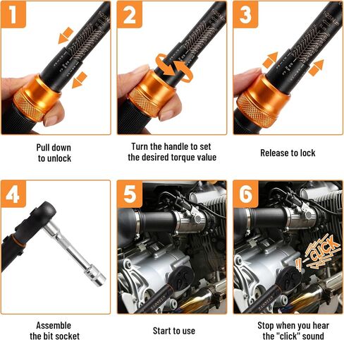 1/2-Inch Drive Click Torque Wrench 3 Pcs Set, 1/2 Torque Wrench 10-150FT-LB/13.6-203.4N.m, Torque Wrench 1/2 Drive with 1/2'' Extension Bar and 1/2''to 3/8'' Adaptor in Saudi Arabia