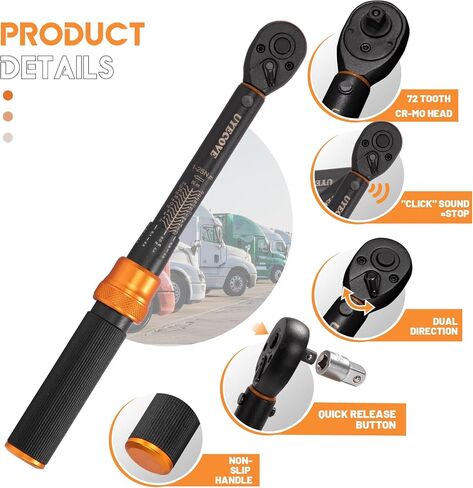 1/2-Inch Drive Click Torque Wrench 3 Pcs Set, 1/2 Torque Wrench 10-150FT-LB/13.6-203.4N.m, Torque Wrench 1/2 Drive with 1/2'' Extension Bar and 1/2''to 3/8'' Adaptor in Saudi Arabia