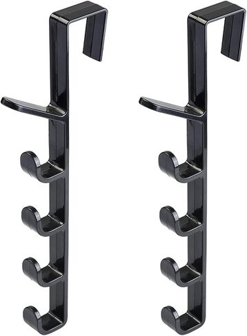 2 Pack Over The Door Hooks Purse Hanger 5 Hooks Door Hanger Over The Door Towel Rack for Coats, Scarf,Hats, Robes, Shirts, Belts, Bags, Towels, Closet and Bathroom (Black) in Saudi Arabia