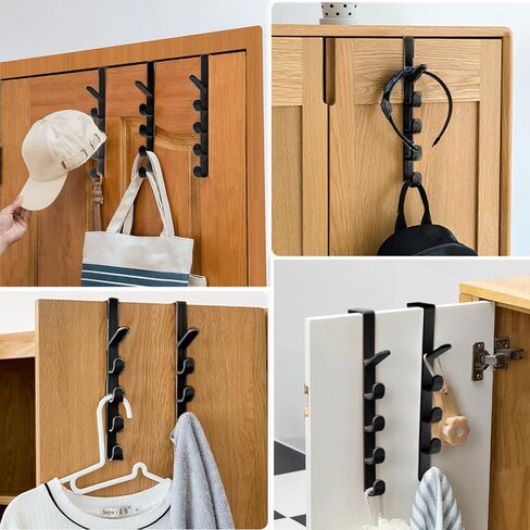 2 Pack Over The Door Hooks Purse Hanger 5 Hooks Door Hanger Over The Door Towel Rack for Coats, Scarf,Hats, Robes, Shirts, Belts, Bags, Towels, Closet and Bathroom (Black) in Saudi Arabia