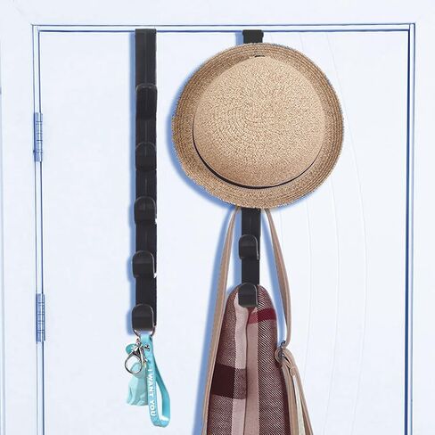 2 Pack Over The Door Hooks Purse Hanger 5 Hooks Door Hanger Over The Door Towel Rack for Coats, Scarf,Hats, Robes, Shirts, Belts, Bags, Towels, Closet and Bathroom (Black) in Saudi Arabia