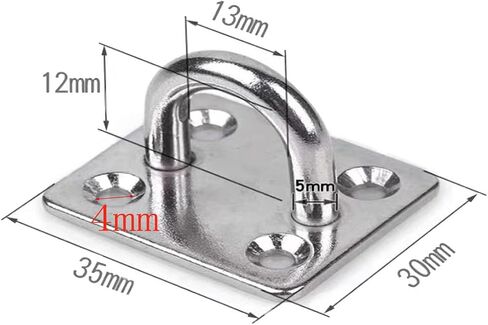 304 Stainless Steel Ceiling Hooks M5 (Rhombus) Heavy Duty Pad Eye Plate Staple Ring Hook Loop U-Shaped Sail Shade Hardware10 PCS in Kuwait