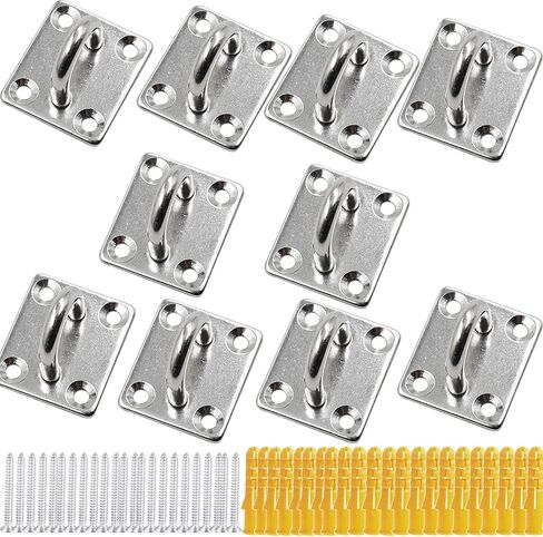 304 Stainless Steel Ceiling Hooks M5 (Rhombus) Heavy Duty Pad Eye Plate Staple Ring Hook Loop U-Shaped Sail Shade Hardware10 PCS in Kuwait