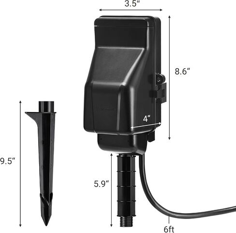 DEWENWILS WiFi Outdoor Outlet Timer, Smart Yard Stake Plug with 6 Outlets, Remote& Voice Control, Waterproof Power Stake Timer with 6Ft Cord, Alexa& Google Assistant Compatible, 1875W/15A, FCC Listed in Saudi Arabia