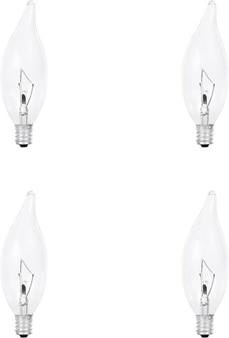 SYLVANIA Double Life Incandescent Light Bulb, B10, 25W, 150 Lumens, 2850K, Candelabra Base, Clear, Soft White - 4 Pack (13306) in Saudi Arabia
