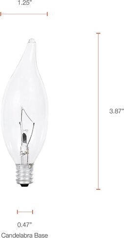 SYLVANIA Double Life Incandescent Light Bulb, B10, 25W, 150 Lumens, 2850K, Candelabra Base, Clear, Soft White - 4 Pack (13306) in Saudi Arabia