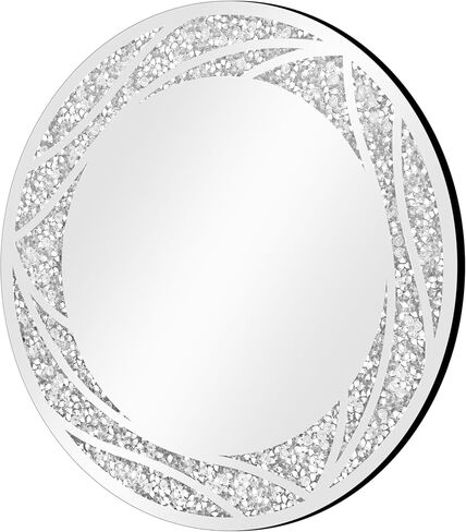 Menscha Crystal Crush Diamond Wall Mirror 24''x24'' Round Silver Mirrors for Wall Decorative Large Wall Mirrors for Living Room Bathroom Bedroom Entryway in Saudi Arabia
