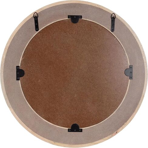 Kate and Laurel Yahna Pieced Wood Modern Round Wall Mirror, 28 Inch Diameter, Whitewash, Coastal Decorative Circle Mirror with Solid Mango Wood Frame in Saudi Arabia