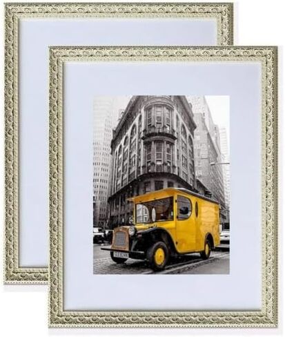 French Ornate Wood Wall Picture Frame - Antique White, 20" x 24" with Plexiglass & Backing Board in Saudi Arabia