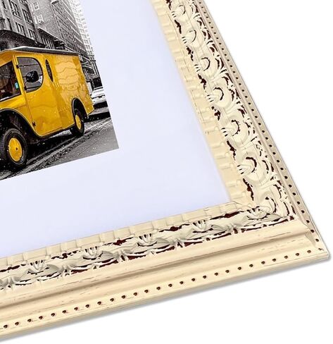 French Ornate Wood Wall Picture Frame - Antique White, 20" x 24" with Plexiglass & Backing Board in Saudi Arabia