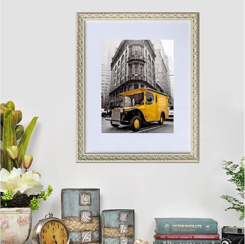 French Ornate Wood Wall Picture Frame - Antique White, 20" x 24" with Plexiglass & Backing Board in Saudi Arabia