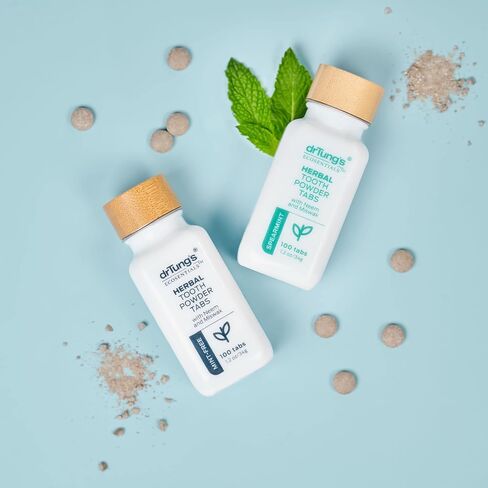DrTung’s Herbal Toothpowder Tablets – Fluoride Free Toothpaste Tabs, Travel Size Toothpaste, TSA Compliant, Vegan, Plastic Free, Chewable Tablets – Spearmint (100 Tabs) in Saudi Arabia