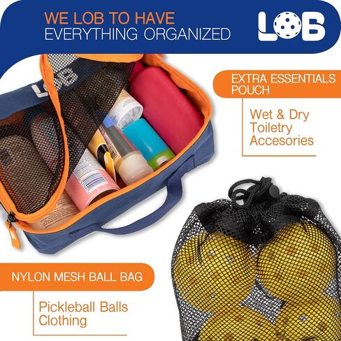 LOB 3 pcs Pickleball Bag For Men And Women Multipack Accessories For Clothing, Equipment Extra Pouch Fence Hook Nylon Mesh Two Bottle Holders Pickle Ball Fits Two Paddle Crossbody Tote in Saudi Arabia