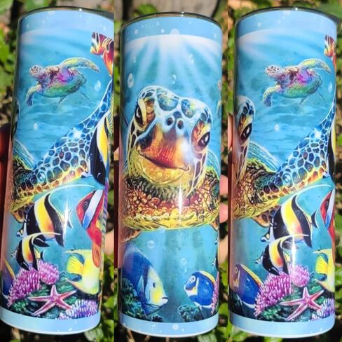 Cute turtle under the sea ocean 20oz skinny tumbler Stainless steel cup mug coffee tea hot chocolate cup in Saudi Arabia
