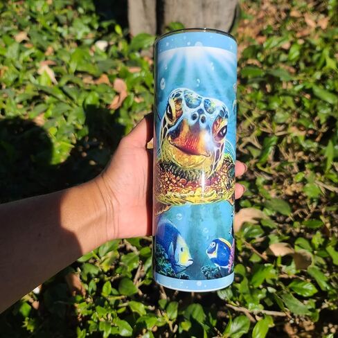 Cute turtle under the sea ocean 20oz skinny tumbler Stainless steel cup mug coffee tea hot chocolate cup in Saudi Arabia