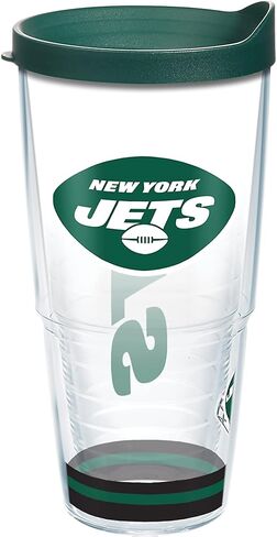 Tervis Made in USA Double Walled NFL New York Jets Arctic Insulated Tumbler Cup Keeps Drinks Cold & Hot, 24oz, Clear in Saudi Arabia