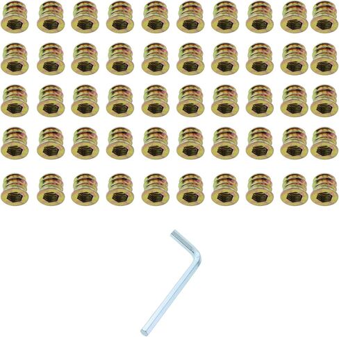 50pcs M6x10 Threaded Inserts for Wood Nutsert Furniture Screw-in Nut, Wood Hex Drive Threaded Wood Inserts in Saudi Arabia