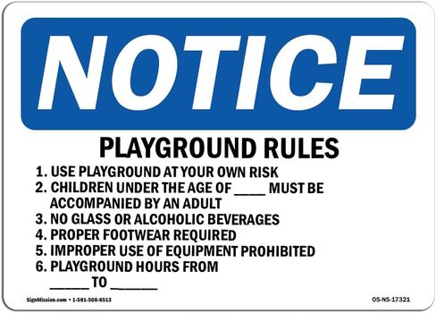 OSHA Notice Sign - Playground Rules 1. Use Playground at Your | Vinyl Label Decal | Protect Your Business, Construction Site | Made in The USA in Saudi Arabia