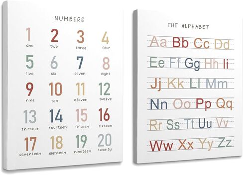 Numbers 123 and Alphabet ABC Educational Typology Framed Canvas Wall Art Decor 11×14 inch Set of 2,Colorful Early Learning Print Painting Artwork Home Wall Decoration For Home Bedroom Nursery Playroom in Saudi Arabia
