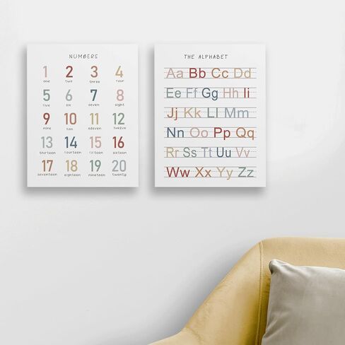 Numbers 123 and Alphabet ABC Educational Typology Framed Canvas Wall Art Decor 11×14 inch Set of 2,Colorful Early Learning Print Painting Artwork Home Wall Decoration For Home Bedroom Nursery Playroom in Saudi Arabia