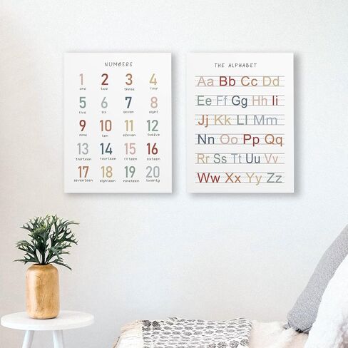 Numbers 123 and Alphabet ABC Educational Typology Framed Canvas Wall Art Decor 11×14 inch Set of 2,Colorful Early Learning Print Painting Artwork Home Wall Decoration For Home Bedroom Nursery Playroom in Saudi Arabia