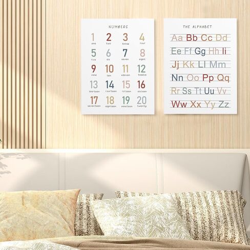 Numbers 123 and Alphabet ABC Educational Typology Framed Canvas Wall Art Decor 11×14 inch Set of 2,Colorful Early Learning Print Painting Artwork Home Wall Decoration For Home Bedroom Nursery Playroom in Saudi Arabia