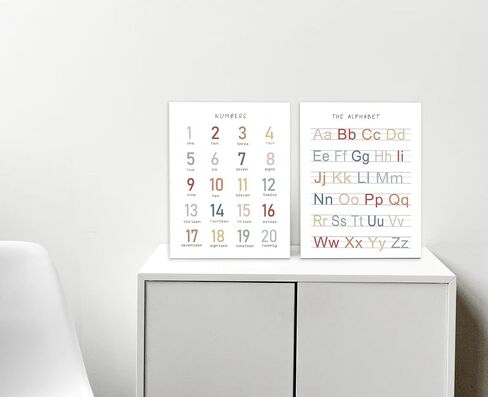 Numbers 123 and Alphabet ABC Educational Typology Framed Canvas Wall Art Decor 11×14 inch Set of 2,Colorful Early Learning Print Painting Artwork Home Wall Decoration For Home Bedroom Nursery Playroom in Saudi Arabia