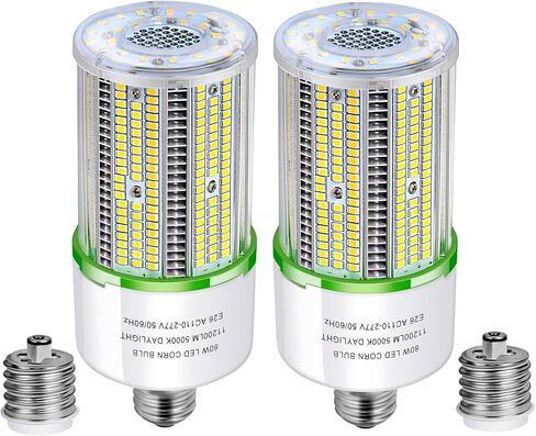 2-Pack 80W LED Corn Bulbs,E26/ E39 Base LED Light,5000K Daylight,LED Replacement Metal Halide HID CFL for Commercial Industrial Lighting Warehouse High Bay Light Fixture Garage Workshop in Saudi Arabia