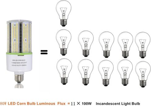 2-Pack 80W LED Corn Bulbs,E26/ E39 Base LED Light,5000K Daylight,LED Replacement Metal Halide HID CFL for Commercial Industrial Lighting Warehouse High Bay Light Fixture Garage Workshop in Saudi Arabia