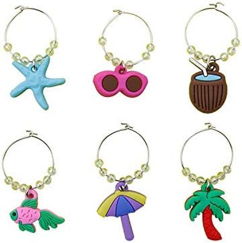 Wine Glass Charms Tags, Wine Drinker Gift set of 12, Champagne Cocktail Drink Markers (red) in Saudi Arabia