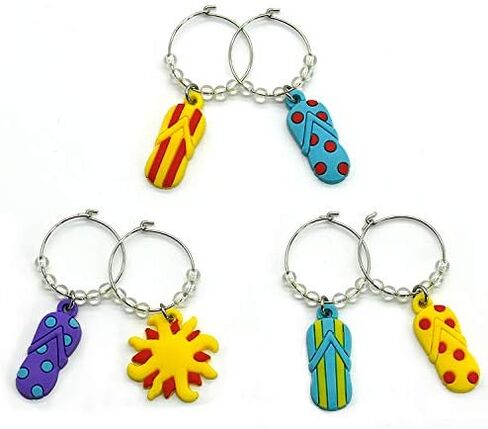 Wine Glass Charms Tags, Wine Drinker Gift set of 12, Champagne Cocktail Drink Markers (red) in Saudi Arabia