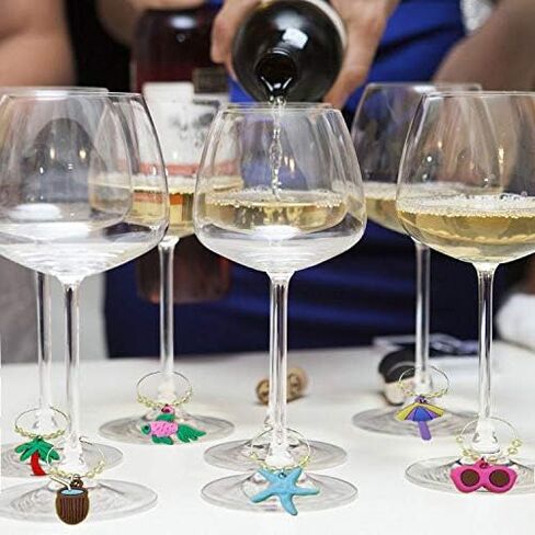 Wine Glass Charms Tags, Wine Drinker Gift set of 12, Champagne Cocktail Drink Markers (red) in Saudi Arabia
