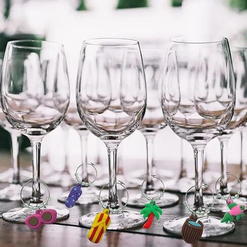Wine Glass Charms Tags, Wine Drinker Gift set of 12, Champagne Cocktail Drink Markers (red) in Saudi Arabia