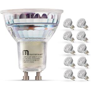 MASTERY MART GU10 LED Bulb, 5000K Daylight White, Dimmable Track Light Bulbs 5.5W [50 Watt Equivalent] 500lm, Spotlight Bulb 40° Angle, Two Prong Light Bulbs for Range Hood, Track Lighting (6 Pack)