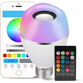 led Bluetooth Speaker Light Bulb Wireless Stereo Audio with 24 Keys Remote Control e26 RGB 9W Light Bulb Speaker in Saudi Arabia
