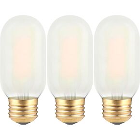 T10 LED Frosted Bulb- Dimmable E26 LED Tube Bulbs 40W Equivalent- 2700K Soft Warm- 4W Vintage Tubular Edison Light Bulbs for Chandelier, Cabinet, Desk/Piano Lamp, Mason Jars, Bathroom Vanity- 3 Count