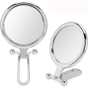 مرآة محمولة مكبرة 5 مرات، مرآة مكياج مزدوجة الجوانب للسفر مع مقبض قابل للطي قابل للتعديل، مرآة مستحضرات تجميل محمولة باليد in Kuwait