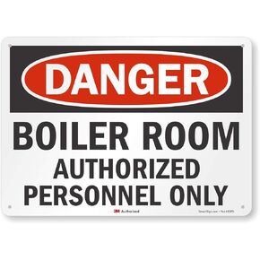 "Danger - Boiler Room, Authorized Personnel Only" Sign by SmartSign | 10" x 14" 3M Reflective Aluminum