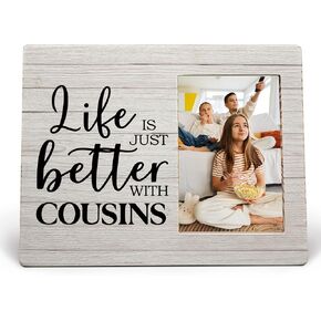 Cousins Picture Frame, Cousin Frame, Cousin Gifts for Women Men, Gifts for Cousins Female, Life is Just Better with Cousins Wood Photo Frame for 4x6 Photos, Cousins Gifts from Cousins
