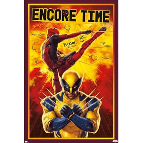 Trends International Marvel Deadpool & Wolverine - Encore Time Wall Poster, 14.72" x 22.37", Barnwood Framed Version