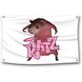 JGQ RATZs الفأر الوردي أعلام مضحكة نسيج ملصق ديكور الكلية عنبر المنزل غرفة النوم في الهواء الطلق العلم (3 أقدام × 5 أقدام) in Kuwait