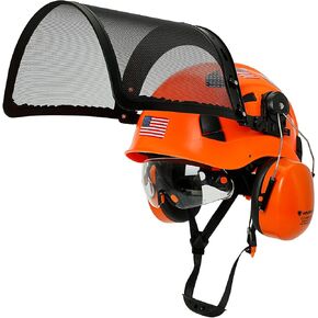 Chainsaw Helmet with Face Shield and Ear Muffs and Inner Visor Kit -OSHA Approved Arborist Helmet,Vented Forestry Safety Logging Helmet Full Face Shield and Hearing and Eye Protector
