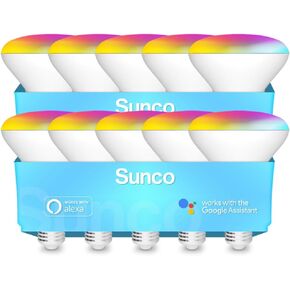 Sunco Lighting BR30 Alexa Smart Flood Light Bulb, Color Changing LED Recessed WiFi Bulb 8W, RGB CW, Dimmable, 650 LM, Compatible with Alexa & Google Assistant, E26 Base, No Hub Required, 10 Pack
