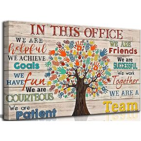 Inspirational Colorful Tree Canvas Wall Art Inspiring Motivational Quote In This Office We Are A Team Picture Wall Decor Poster Print Artwork for Classroom Study Bedroom Home Decoration