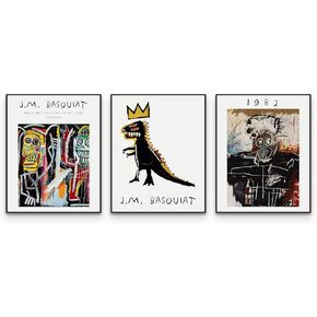 Carobel Designs Various Classis Artist Prints, Monet Print, Matisse Prints, Jean Basquiat, Keith Haring, Neutral Decor (Jean Basquiat Black, 8x10 Unframed)