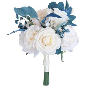 Emivery Burgundy Wedding Bouquets, Artificial Flowers Bridesmaid Bouquet Rustic Wedding Flowers Bridal Tossing Bouquet for Wedding Ceremony and Anniversary Bridal Shower