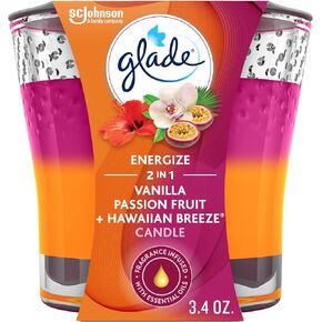 Glade Candle Jar, Air Freshener, 2in1, Vanilla Passion Fruit + Hawaiian Breeze, 3.4 Oz