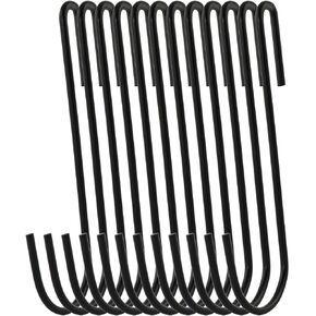 20-Pack 4.2 Inches Black Antistatic coating Steel S hook Cookware Universal Pot Rack Hooks Sturdy Hanging Hooks - Multiple uses for Kitchenware, Pots, Utensils, Plants, Towels
